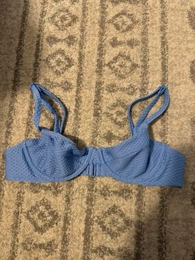 aerie Blue Textured Underwire Bikini Top